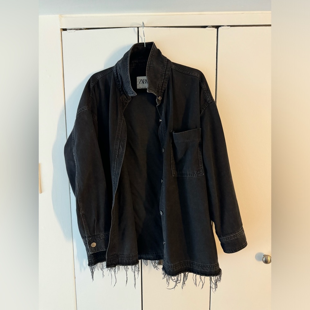 Zara Medium Jean Jacket, Black
